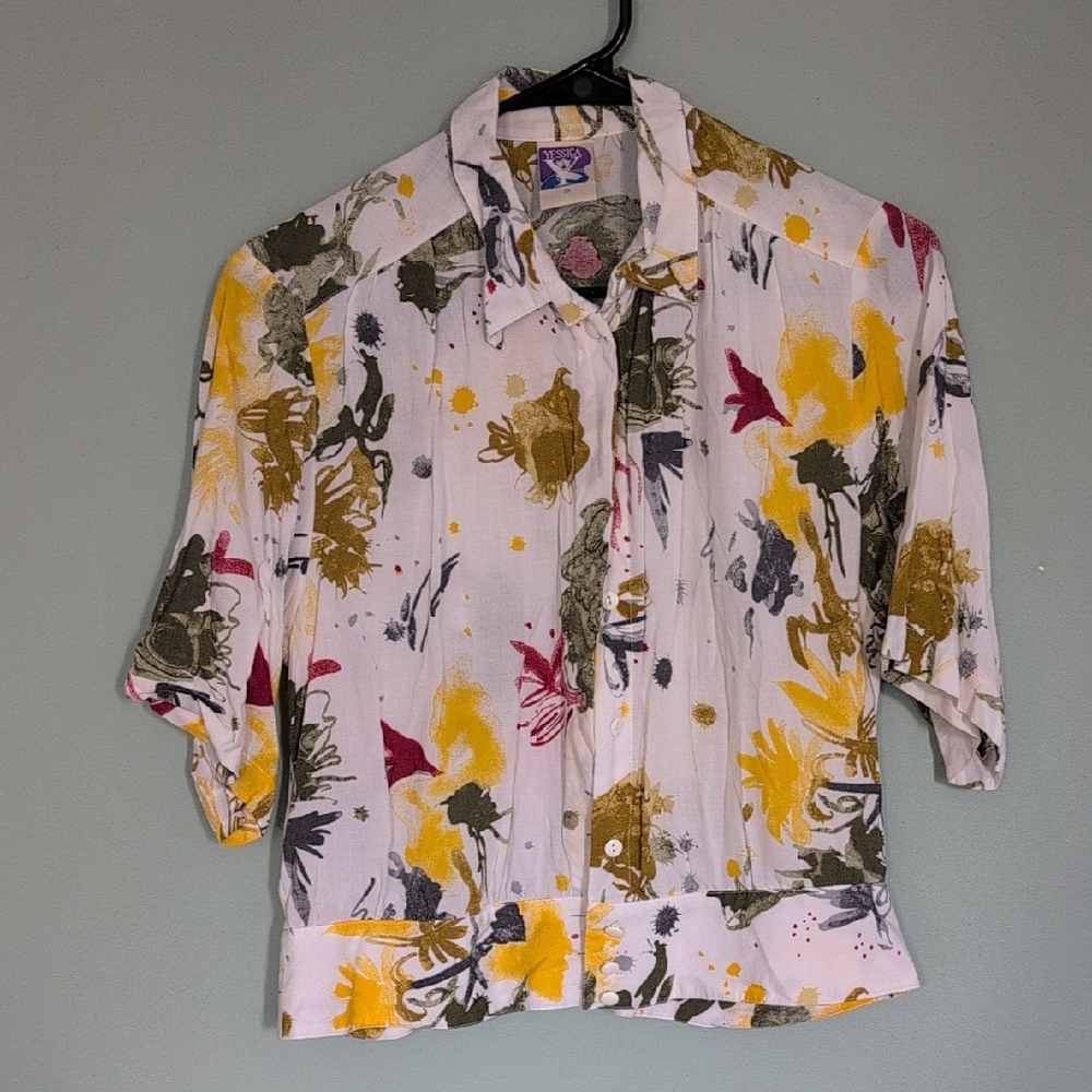 Abstract Floral Button Down Shirt